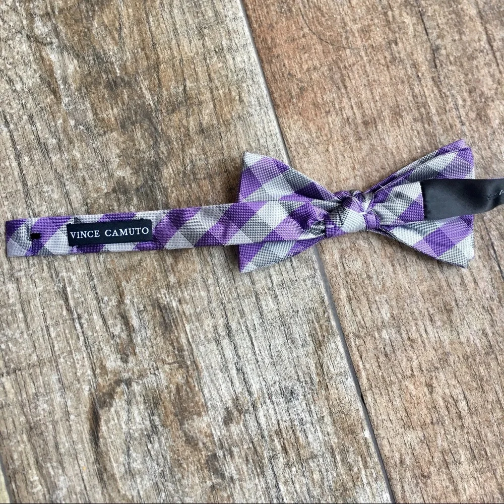 NWT Vince Camuto Purple and Gray Bow tie - Picture 3 of 4